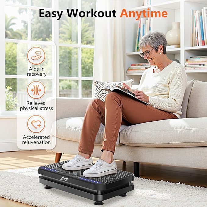 AXV Vibration Plate Fitness Platform Exercise Machine Vibrating Shaking Full Body Shaker Workout Vibrate Stand Shake Board Sport Gym for Weight Loss Fat Burner for Women Men