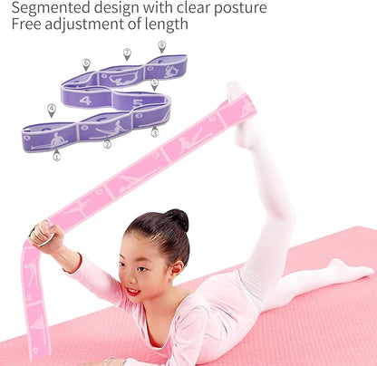 2 PCS Kids Stretching Strap - 8-Loop Adjustable Stretch Bands for Dance, Ballet, Yoga, Gymnastics Workout, Children‘s Fitness Equipment, Stretching Resistance Bands and Home Flexibility Training