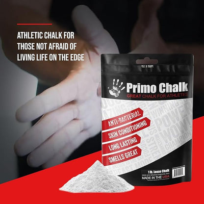 Primo Chalk Resealable Bag: Loose Chalk for Weightlifting, Rock Climbing, & Gymnastics, Made in The USA, Chalk Ball Refill for Superior Grip