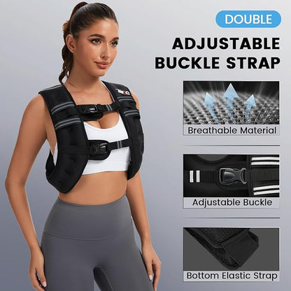 Weighted Vest Woman - 6lb/8lb/12lb/16lb/20lb/25lb/30lb Womens Weight Vest for Walking, Strength Training Weight Vests for Men, Reflective Stripe Fitness Vest for Workout Running Jogging