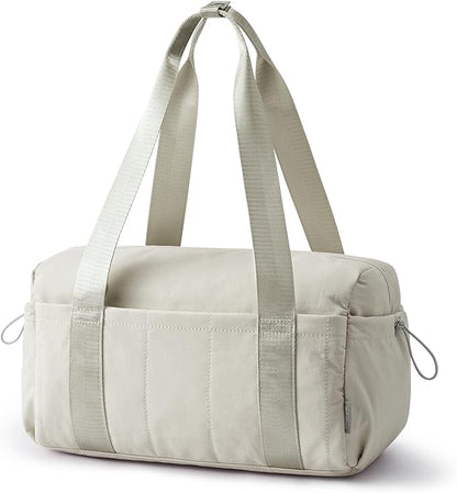 G4Free Small Gym Bag for Women 14 Inch Mini Gym Duffle Bag with Wet Compartment Cute Duffel for Travel Sport Workout (Beige)