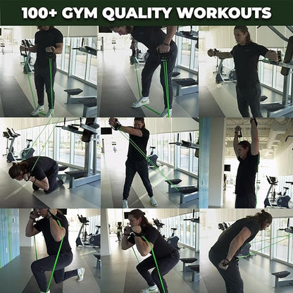 Gorilla Bow Resistance Bands with Handles Quick-Lock Multi-Layer Exercise Bands for Work Out, Non Slip Grip for Full-Body Strength Training, Heavy Resistance Training, Yoga, Home Workout Set
