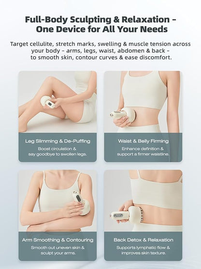 Lymphatic Drainage Massager & Anti Cellulite Massage Tool, Helps Reduce Stretch Marks & Cellulite, for Legs, Arms & Belly, Body Sculpting Machine with Microcurrent, Light, Heat & Vibration