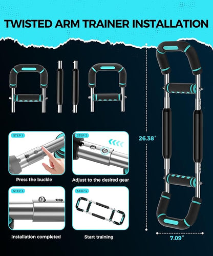 Twister Arm Trainer, Chest Workout Equipment for Men & Women Adjustable 5 Resistance Levels (40-130 lbs), Ergonomic Home Gym Strength Trainer with Anti-Slip Handles & Carry Bag