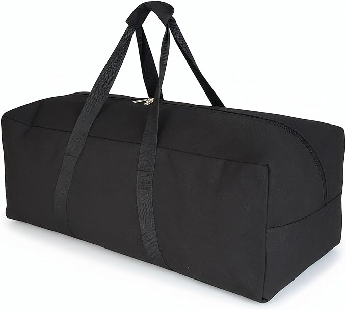 Extra Large Canvas Travel Duffle Bag Heavy Duty, Sports Military Travel Camping Travel Tent Storage Black