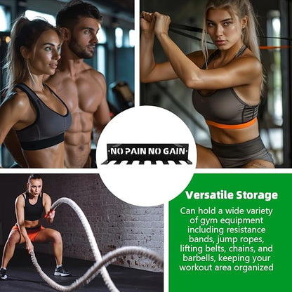 Home Gym Accessories Organization Storage Rack Equipment For Home 8 Hook Wall Hanger Display Gear Barbells Resistance Bands Jump Ropes Lifting Belt Hanger Accessories Hardware Included