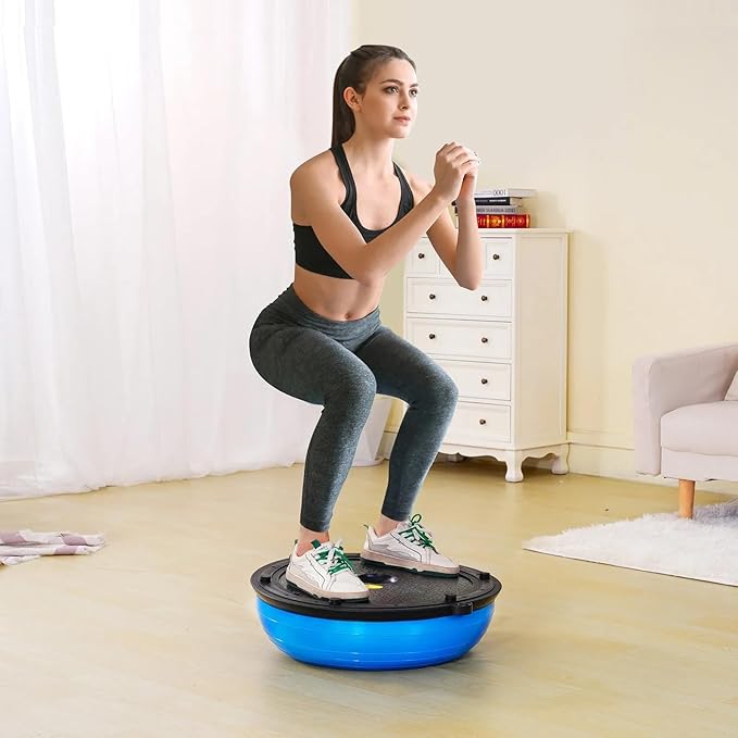 Half Exercise Ball Trainer 23 inch Balance Ball Trainer 1500lbs Capacity Stability Ball with Resistance Bands & Foot Pump, Strength Fitness Ball for Home Gym Full Body Workout