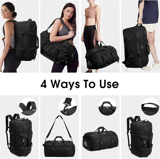 G4Free Gym Bag for Women Men 45L Duffle Backpack with Shoe Compartment Water Resistant Travel Weekender Bag