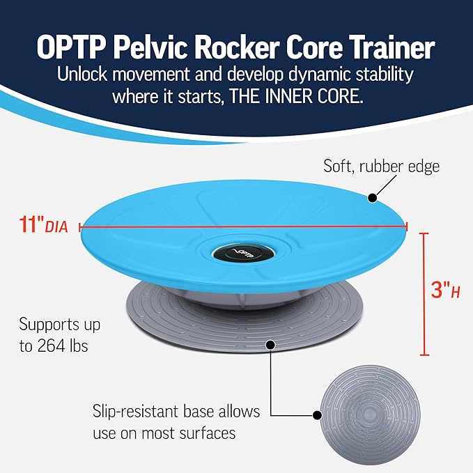 OPTP Pelvic Rocker Core Trainer – Balance Disc for Core Stability, Pelvic Floor Training, and Lower Ab Exercise – Hip Mobility Trainer and Pilates Exercise Equipment for SI Joint Support