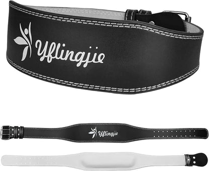 Women's Leather Lumbar Gym Belt for Heavy Lifting - 6.8mm Thick Weight Lifting Belt with Back Brace Support（Women & Men）, Squat Belt for Squats, Deadlifts & Strength Training（S/M/L）