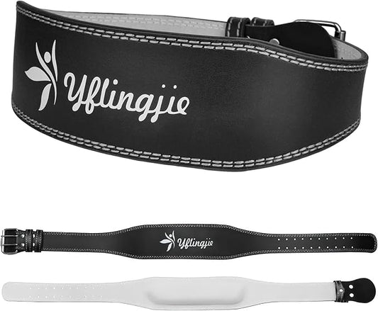 Women's Leather Lumbar Gym Belt for Heavy Lifting - 6.8mm Thick Weight Lifting Belt with Back Brace Support（Women & Men）, Squat Belt for Squats, Deadlifts & Strength Training（S/M/L）