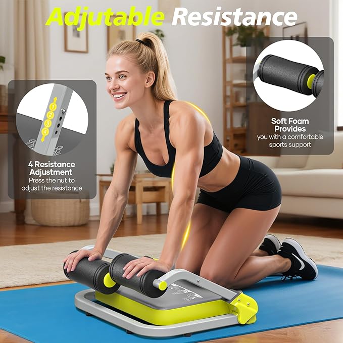 Ab Crunch Machine, Ab Workout Equipment for Home Gym with Adjustable Resistance, Ab Trainer for Stomach and Sit Up Exercise