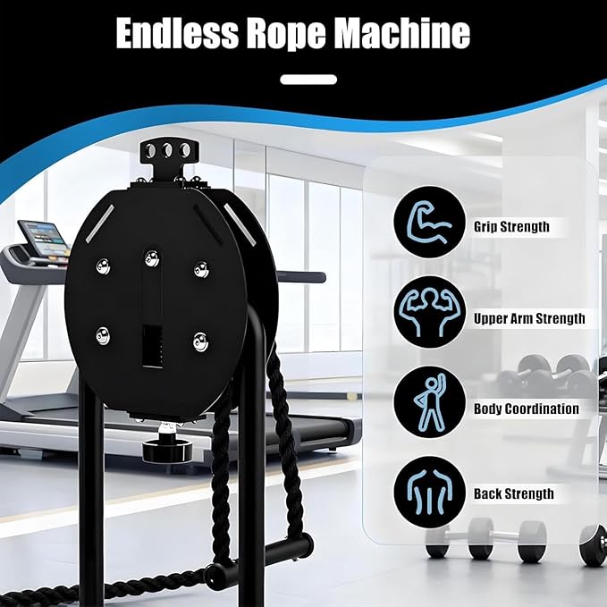 Endless Rope Trainer, Adjustable Resistance 30kg/330lbs Trainer Machine, Suspension Endless Rope Pulley System, Closed-Loop Nylon Rope, Home Gym Rope for Interval Resistance Training