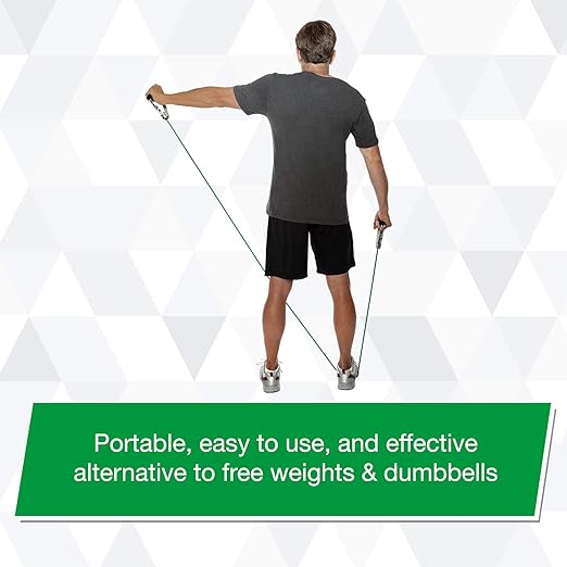 THERABAND Resistance Tubes, Professional Latex Elastic Tubing with Soft Handles & Door Anchor, Physical Therapy, Lower Pilates, At-Home Workouts, & Rehab, 48 Inch, Green, Heavy, Intermediate Level 1