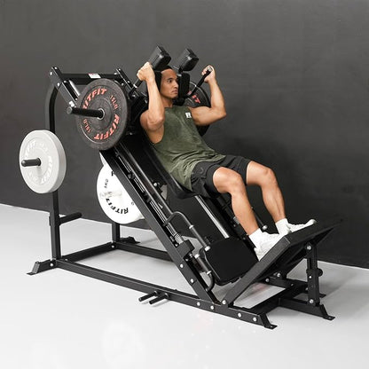 RitFit 3-in-1 Leg Press Hack Squat Machine for Home Gym, 1500LB Capacity, Compact Space-Saving Design with Multiple Hack Squat & Leg Press Angles