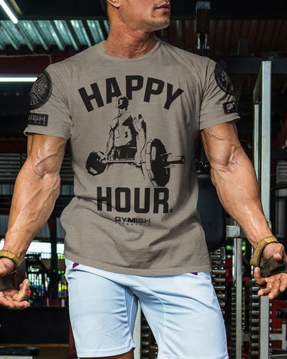 Gymish Lifestyle Happy Hour Deadlift Work Out T-Shirt, Weightlifting Gym Shirts