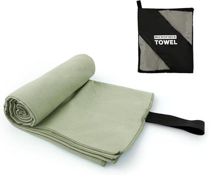 Swimming Pool Towel XL Size Microfiber Quick Dry Camping Hiking Beach Travel Hot Yoga Mat Body Towels (Army Green, 1 Pack XL)