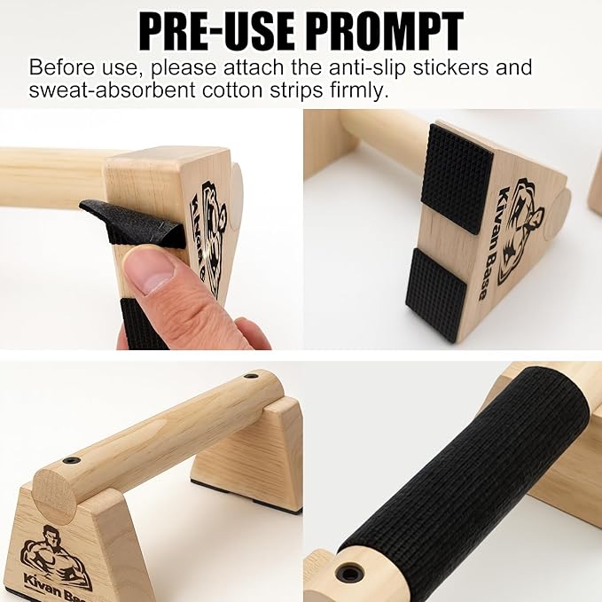 Wooden Push Up Bars, Parallettes Bars - Wooden Calisthenics Equipment for Handstand Training Push Up Bars & Calisthenics Bar Calisthenics Equipment for outdoor&home