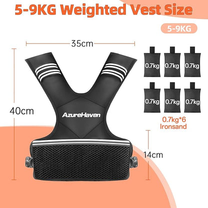 Adjustable Weighted Vest for Women and Men,4-10lb/11-20lb/20-32lb Rucking Vest with 6 Ironsand Weights for Running, Walking, Workout and Strength Training