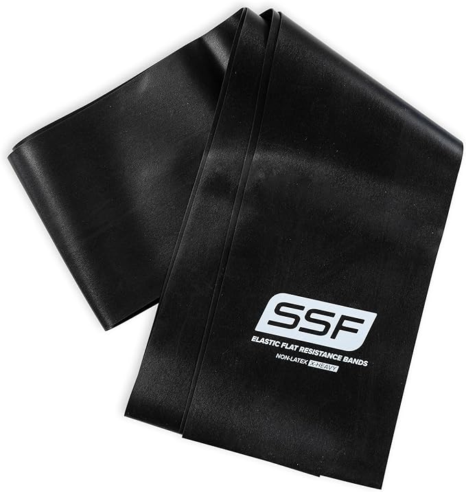 Serious Steel Fitness Flat Resistance Bands for Upper and Lower Body Strength Training and Exercise. (Non-Latex Flat Physical Therapy Exercise Bands - 4" x 25 Yards or 4" x 5 Feet)