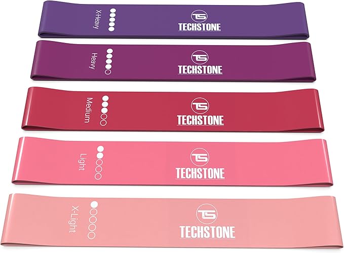 TechStone Resistance Bands Set – 5 Levels Loop Exercise Bands for Men & Women, Elastic Workout Bands for Home Gym, Training, Yoga & Fitness, Carry Bag Included