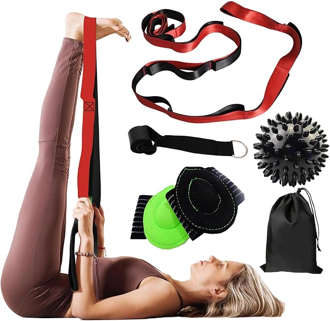 Calf Stretcher Multi Loop Stretch Strap - Physical Therapy Strap for Stretching, Calf Stretch Yoga Belt with Loops, Hamstring Stretcher, Leg Stretch Band, Fascia Stretcher & Arch Support Bands for Feet
