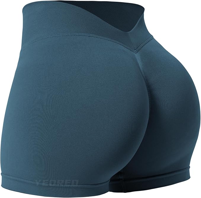 YEOREO Workout Scrunch Shorts Women V Back Gym Butt Lifting Liz High Waisted Seamless Shorts