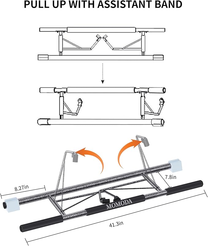 Pull Up Bar Doorway - No Screws Fitness Chin-Up Frame for Home Gym Exercise Multi-Angle Grip - 2025 Folding Upgrade (Fits Almost All Doors)