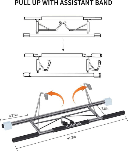 Pull Up Bar Doorway - No Screws Fitness Chin-Up Frame for Home Gym Exercise Multi-Angle Grip - 2025 Folding Upgrade (Fits Almost All Doors)