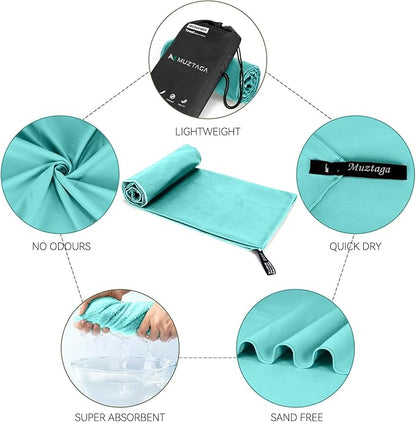 Microfiber Towel for Travel, Camping, Hiking, Backpacking, Shower – Quick Dry, Ultra Compact, Lightweight & Super Absorbent(Mint,51x27 in)