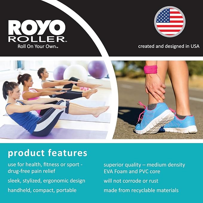 ROYO Foam Roller - 15 in. Adjustable Length, Medium Density Deep Tissue Massager for Muscle and Triggerpoint Release, Use for Daily Fitness and Exercise, Stretching and Sport Training