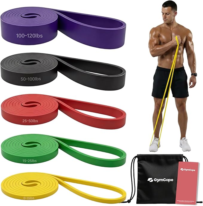 Pull Up Resistance Bands - Assistance Bands Sets of 3/4/5 for Men & Women, Heavy Duty Workout Exercise Bands for Body Stretching, Muscle Training, Instruction and Carry Bag Included