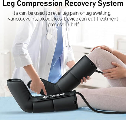 QUINEAR Leg Recovery System for Athletes, Air Compression Recovery Boots Massager for Circulation and Pain Relief - 9 Intensities 60-140 mmHg - FSA-HSA Eligible