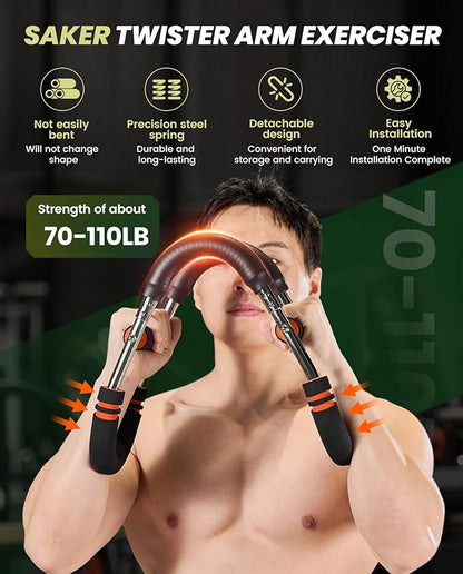 2026 New Saker PowerTwist Arm Trainer, Adjustable Forearm Strengthener, Arm Exercise and Chest Workout Equipment for Home Gym, for Men, Ideas for Fitness Enthusiasts