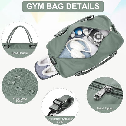 Gym Bagsfor Women Men with Shoes Compartment Sports Duffle Bag Personal item travel Duffel Bags Tote Bags Small Carry on Weekender Overnight Bags Workout Dance Bag Hospital Holdalls Dark Green