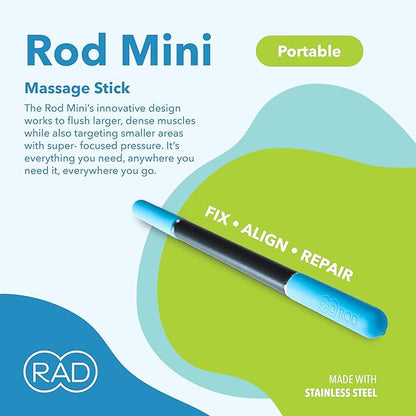 RAD Rod Mini – 16in Compact Deep Tissue Massage Roller Stick – Travel-Ready Myofascial Release Tool for Legs, Back, Neck, Arms & Shoulders – Muscle Roller for Mobility & Recovery