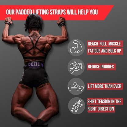 Lift Tech Fitness Weight Lifting Straps For Men and Women - Cotton Gym Straps for Weightlifting, HIIT, Strength Training - Pull ups & Deadlift Straps - Lifting Wrist Straps - One Size