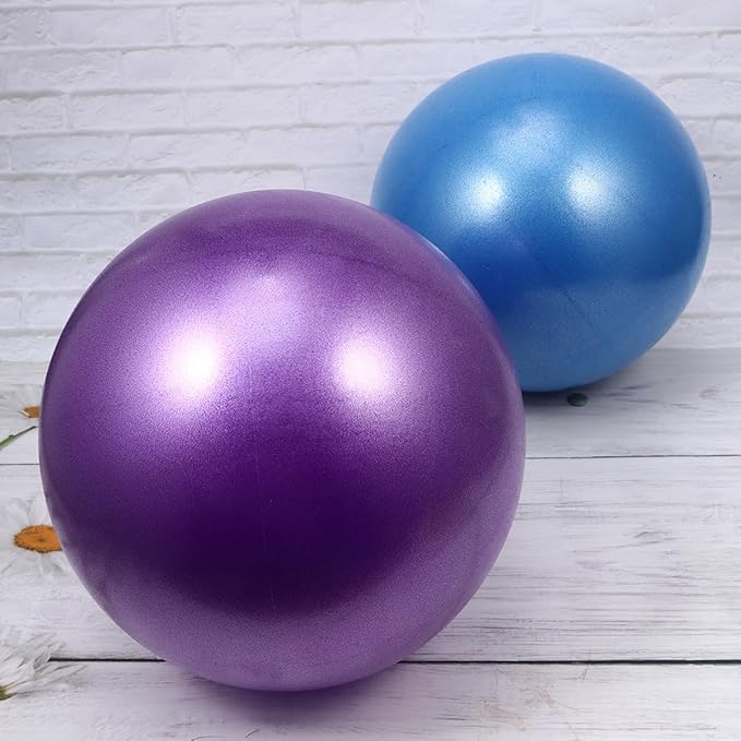 2pcs Anti-Burst Thickened PVC Exercise Yoga Balls Mini Pilates Balancer Fitness Stability Trainer for Core Workout and Physical Therapy at Home Or Gym (15-35cm, Blue Purple)