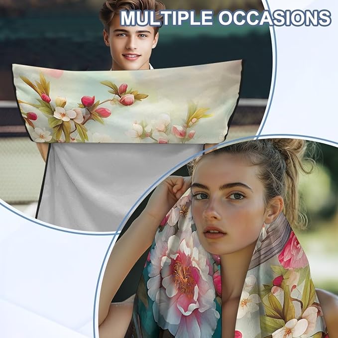 Bulopur Floral Hummingbird Car Seat Towel Cover After Beach Gym Workout Running Swimming Non-Slip Highly Absorbent Yoga Towel for Women Girly Auto Accessories