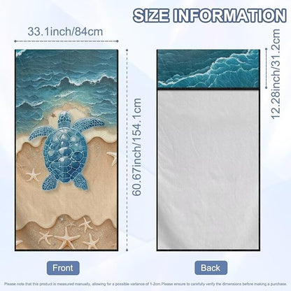 Bulopur Removable Car Sweat Towel Front Seat Cover Beach Sea Turtle Bucket Car Towel Seat Cover for Post Gym Workout Running Swimming Beach Hiking