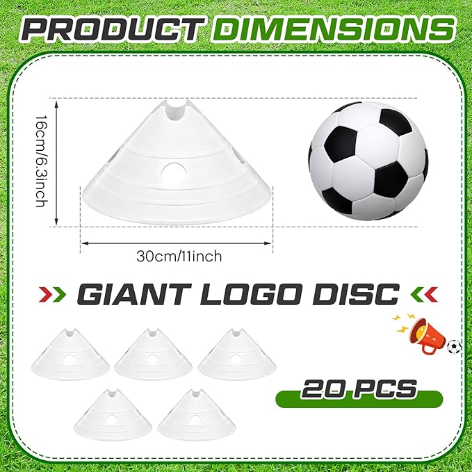ShinyRelief Jumbo Disc Cones Jumbo Soccer Cones with Mesh Bag Giant Large Agility for Soccer Training Adult Sports