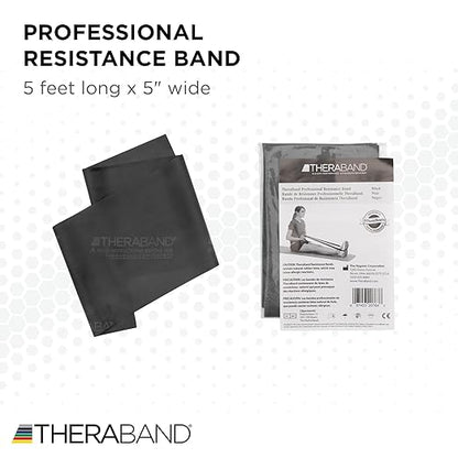 THERABAND Professional Resistance Band, Black Level 5 Special Heavy, 5 ft Exercise Band for Physical Therapy, Strength Training, Upper and Lower Body Workouts, Yoga and Pilates