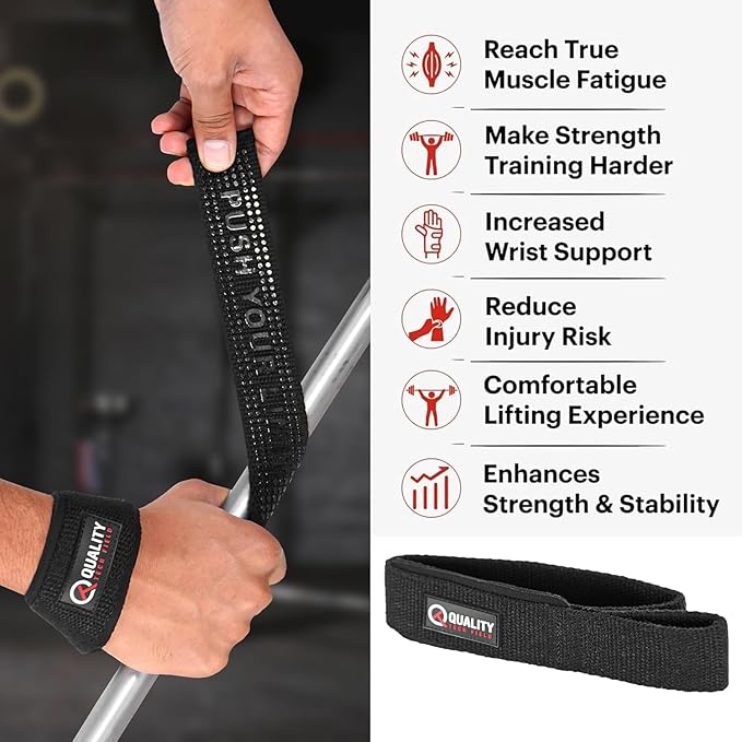 QTF Lifting Wrist Straps for Weightlifting, Gym Wrist Wraps Padded Wrist Support Wraps, Bodybuilding, Powerlifting, Deadlifting and Secure Grip