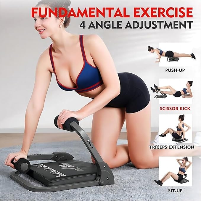 Ab Machine Ab Workout Equipment Sit Up Machine & Exercise Equipment Ab Crunch Machine for Stomach Workout Ab Core Trainer Abdominal Machine for Home Gym with Resistance Bands