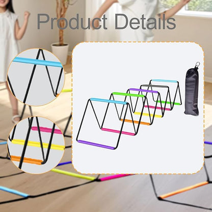 Agility Ladder with Jumping Obstacles, 12 Rung Speed Ladder & 6 Hurdles, Multipurpose Agility Training Equipment for Soccer, Rugby, Footwork Exercise