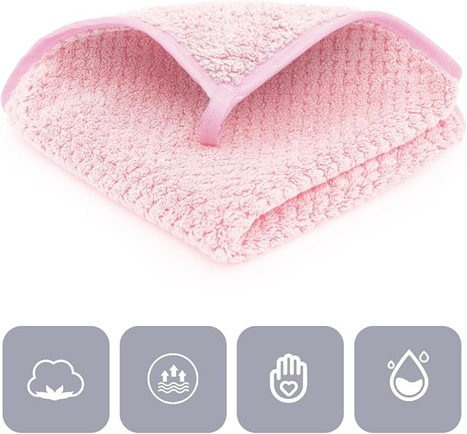 6 Piece Washcloth Set,100% Microfiber - Quick Dry, Thick, Soft, Plush and Highly Absorbent Luxury Hotel & Spa Bath Towel for Bathroom, Pack of 6, Pink