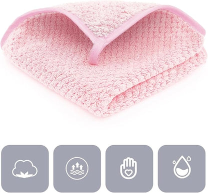 6 Piece Washcloth Set,100% Microfiber - Quick Dry, Thick, Soft, Plush and Highly Absorbent Luxury Hotel & Spa Bath Towel for Bathroom, Pack of 6, Pink