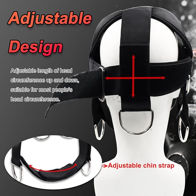 J Bryant Multifunctional Neck Head Harness Weight Lifting Training with Resistance Bands, Door Anchor and Chain, Full Range Muscle Workout