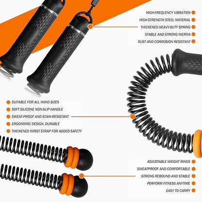 Portable Ropeless Battle Ropes - Adjustable Weights Cordless Battle Ropes for Home Gym with Training Poster & Storage Bag - Workout Exercise Battle Rope for Low-Impact Workout, HIIT & Cardio - Black