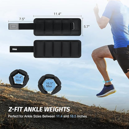 ZELUS Soft Iron Z-Fit Ankle Weights 1 Pair Adjustable, 4LB/7LB/10LB for Women Men, Ultra Thin Leg Weights with Adjustable Straps, Arm Weight for Gym Home Yoga Jogging Walking